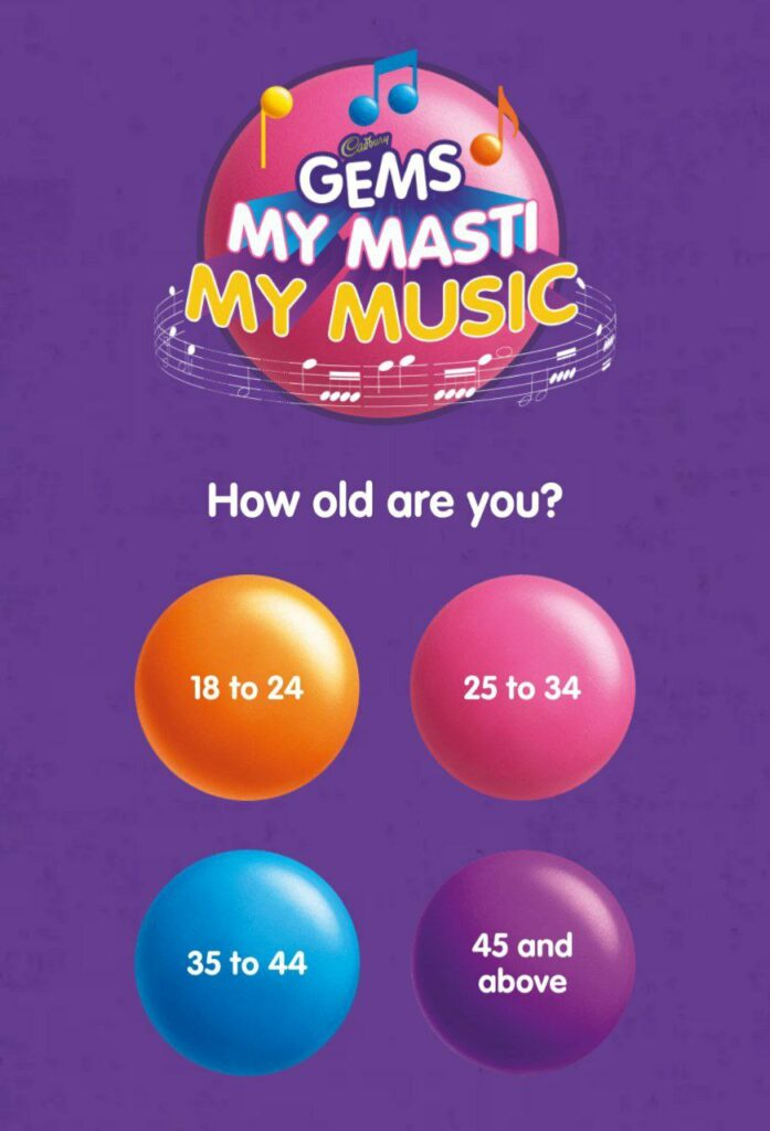 Step 4. Age Gate: As you get redirected to the Cadbury Gems site, select your age to proceed.
