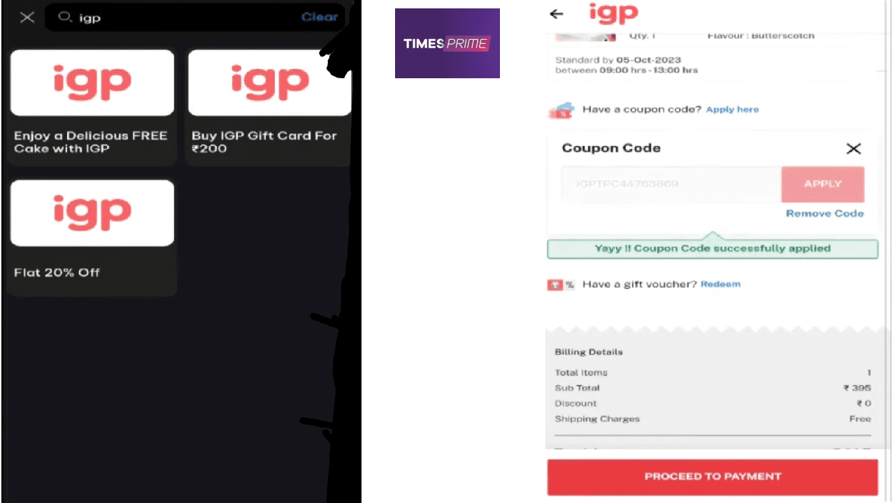 How to Get Free IGP Cake via TimesPrime App 100% Cashback