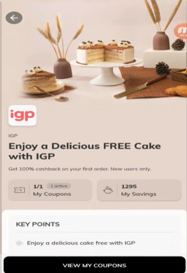 How to Get Free IGP Cake via TimesPrime App 100% Cashback