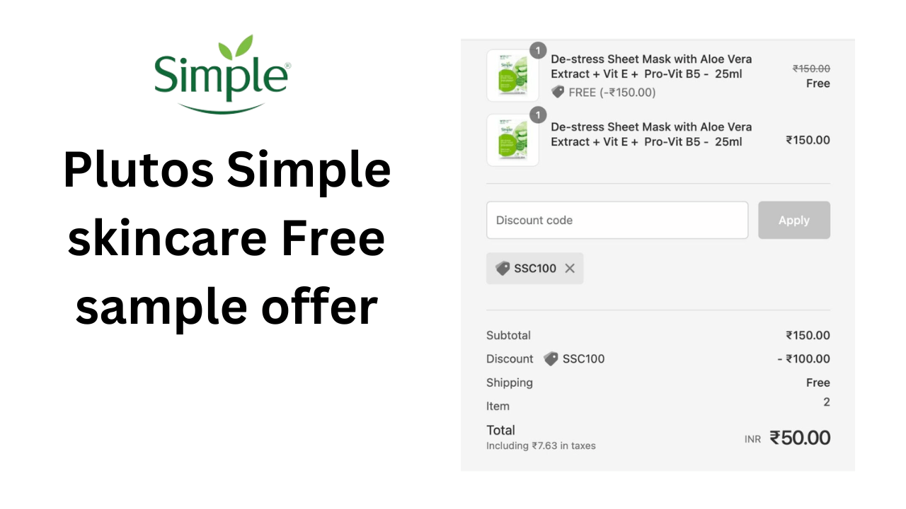 Plutos Simple Skincare Claim ₹100 Products for Free