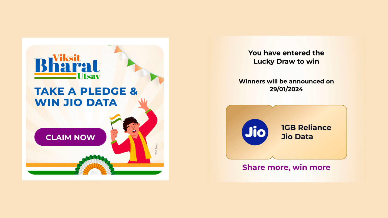 MyJio Viksit Bharat Utsav: Get Win Free 1 GB Data